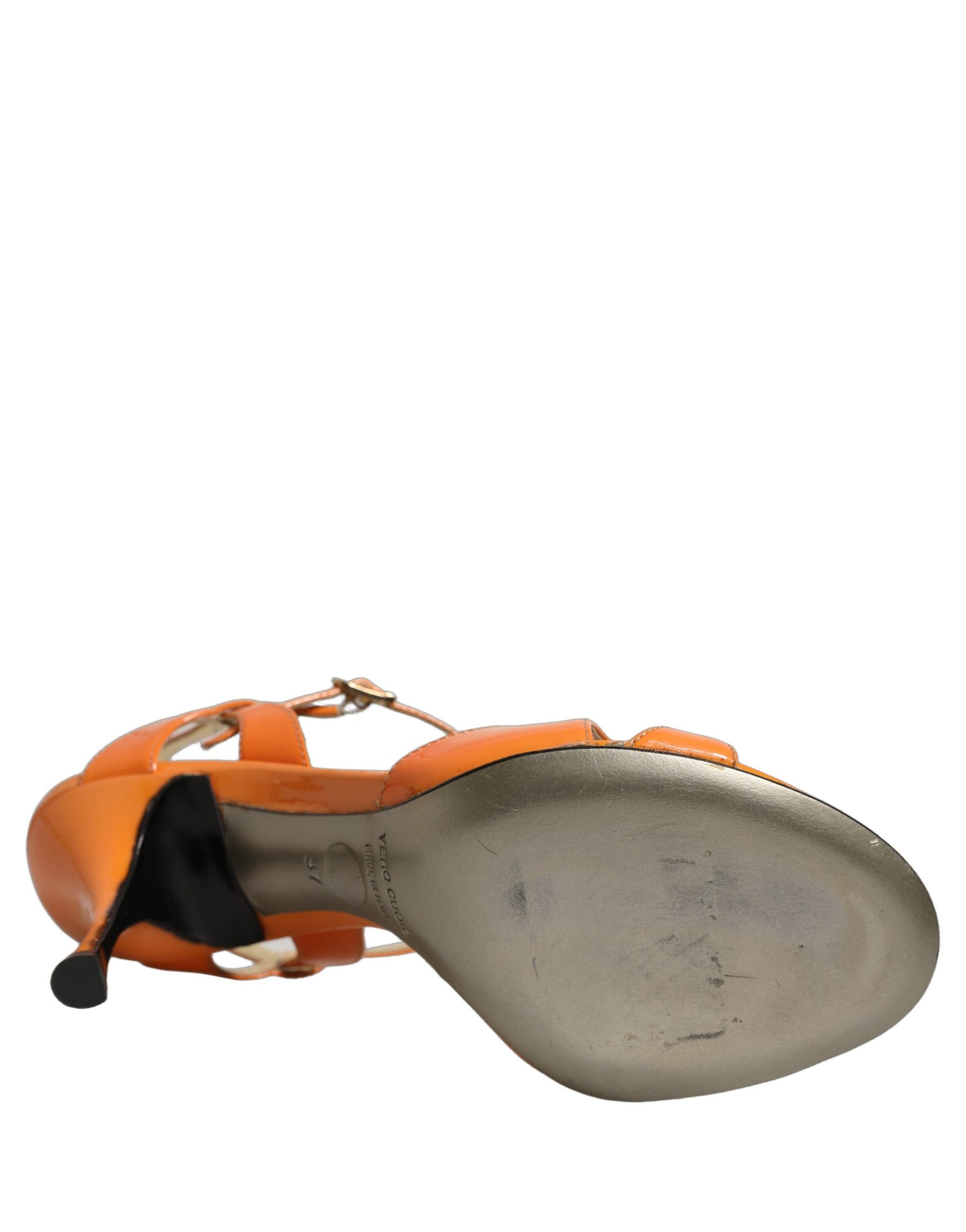 Dolce & Gabbana Orange Leather Stiletto Heels Sandals Shoes | Regal Royce