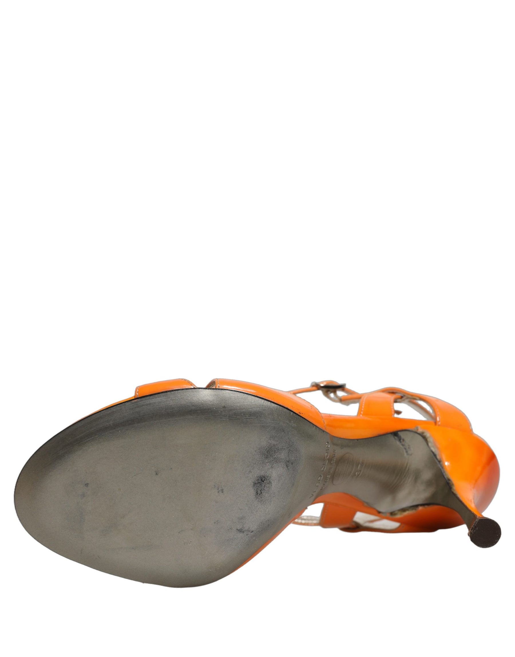 Dolce & Gabbana Orange Leather Stiletto Heels Sandals Shoes | Regal Royce