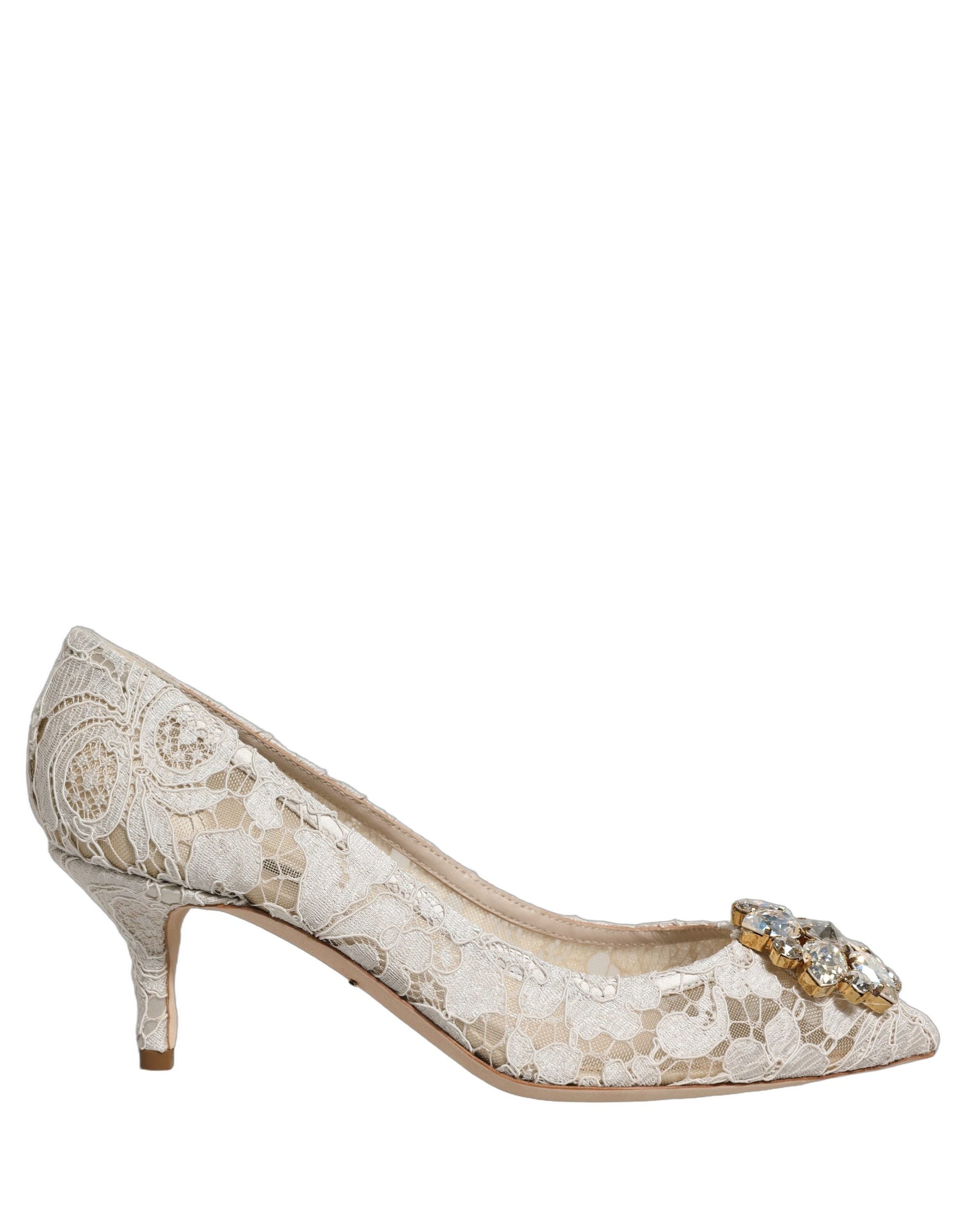 Dolce & Gabbana White Taormina Lace Crystal Pumps Shoes | Regal Royce