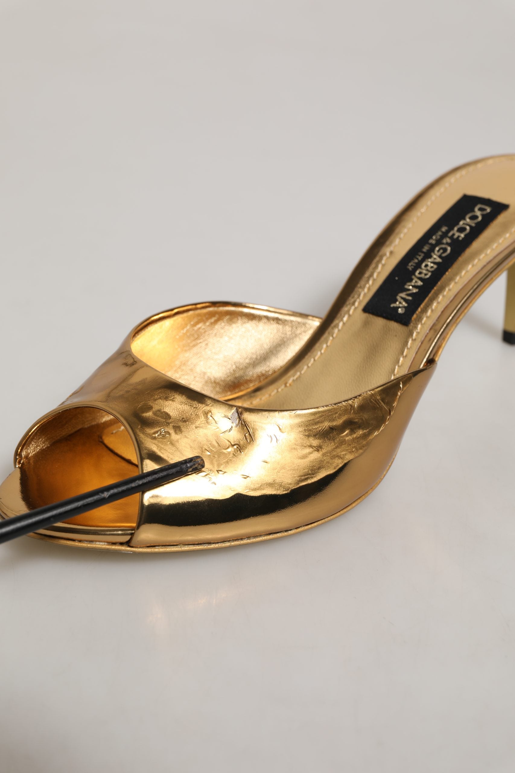 Dolce & Gabbana Gold Keira Leather Mules Sandals Shoes | Regal Royce