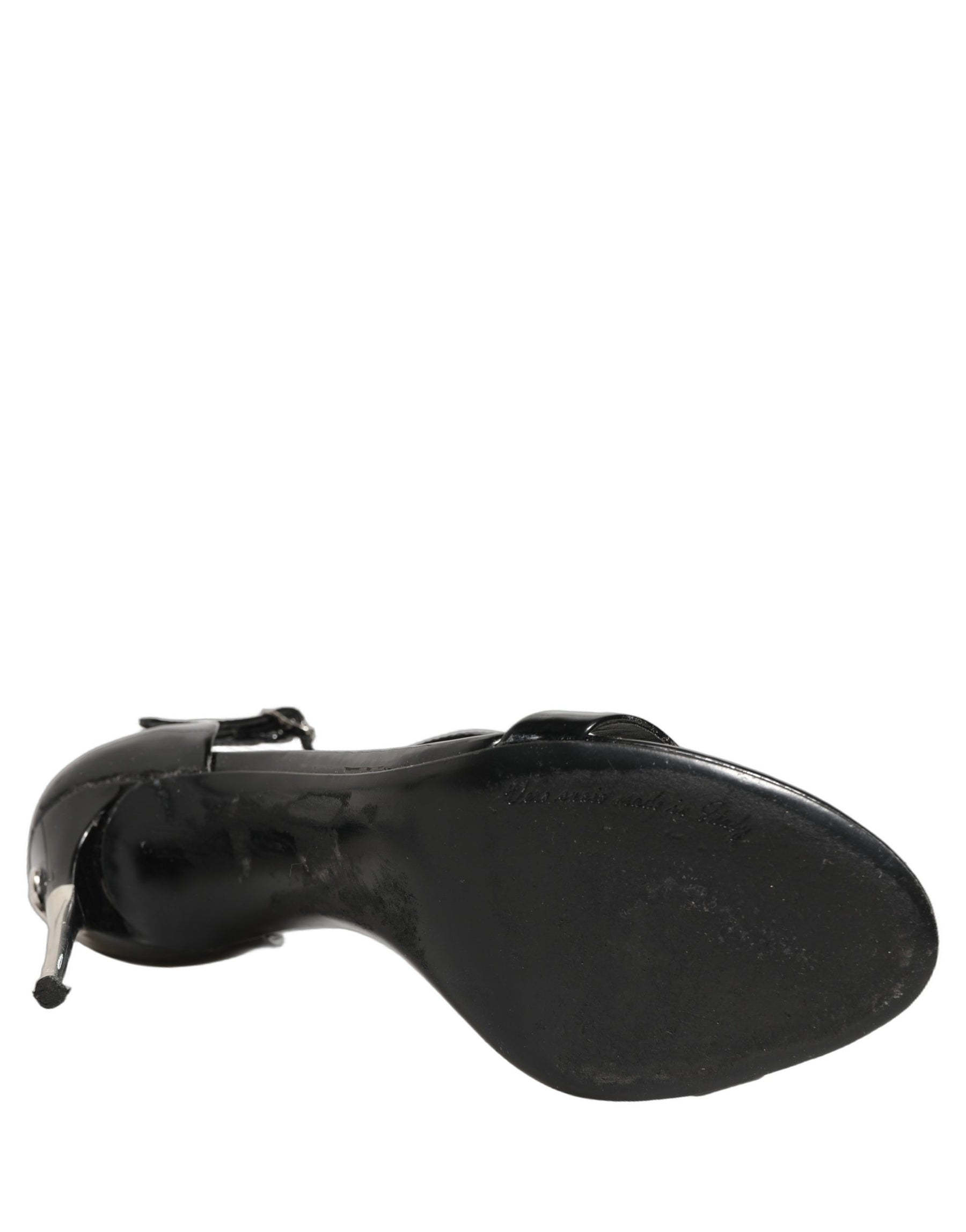 Dolce & Gabbana Black Leather T-strap Heels Sandals Shoes | Regal Royce