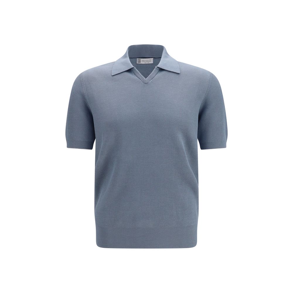 Brunello Cucinelli Blue Cotton Polo Shirt | Regal Royce