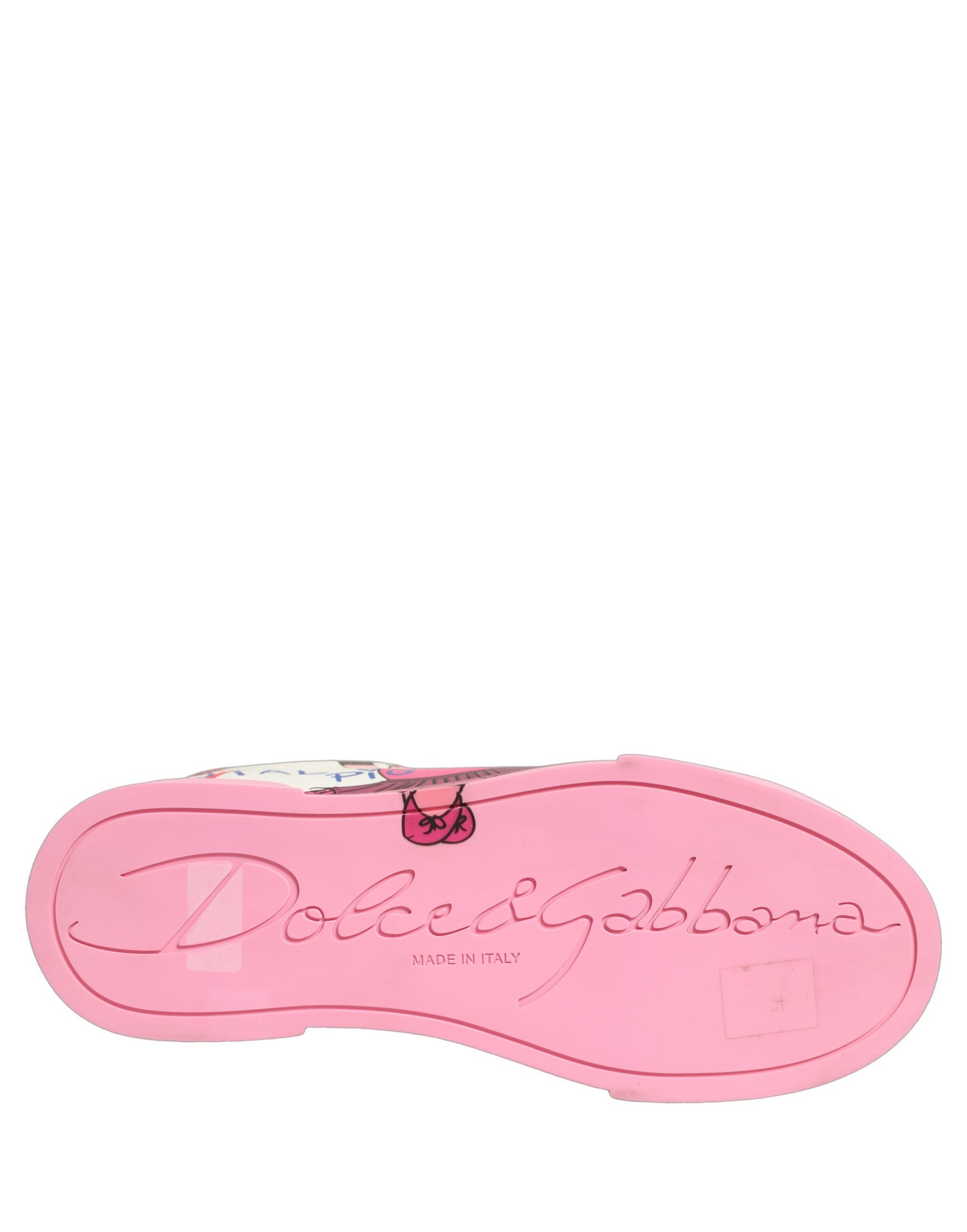 Dolce & Gabbana White Pink Portofino Royal Pig Sneakers Shoes | Regal Royce