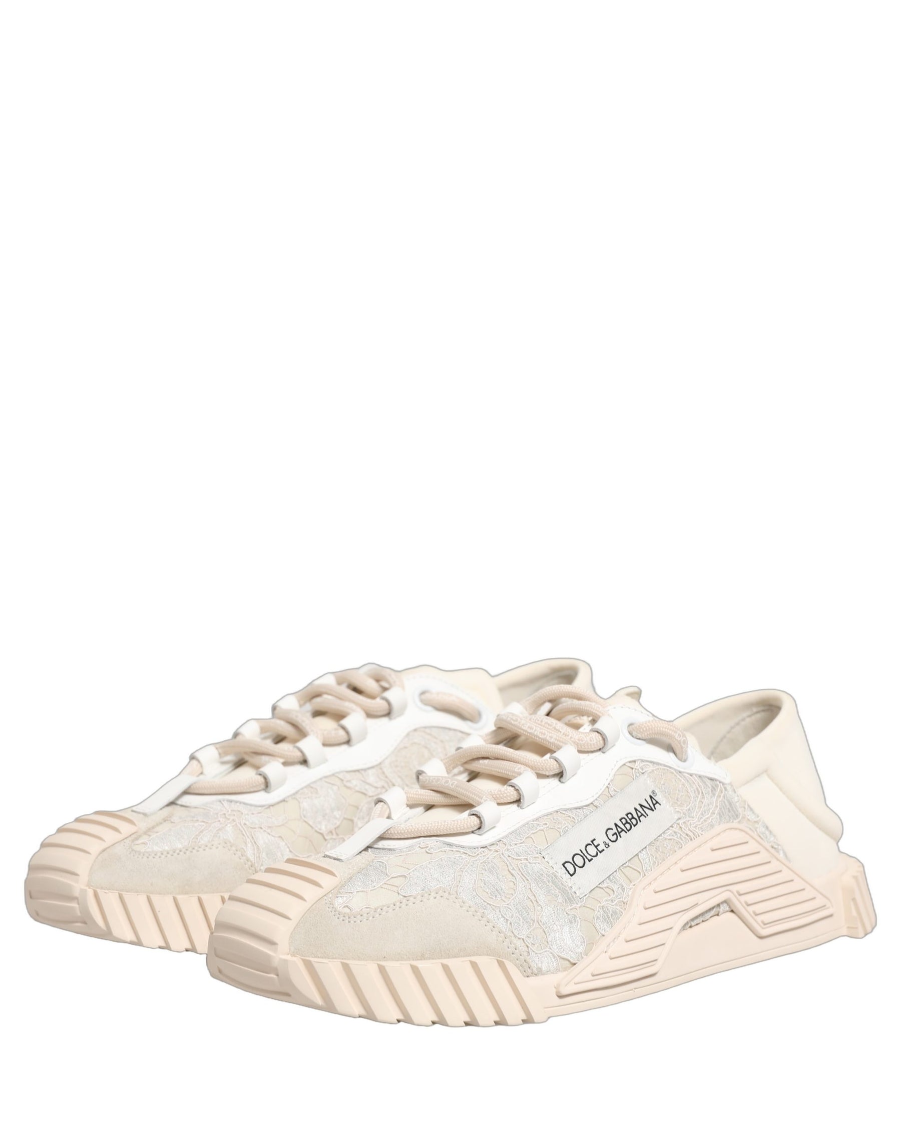 Dolce & Gabbana White Lace NS1 Low Top Sneaker Sports Shoes | Regal Royce