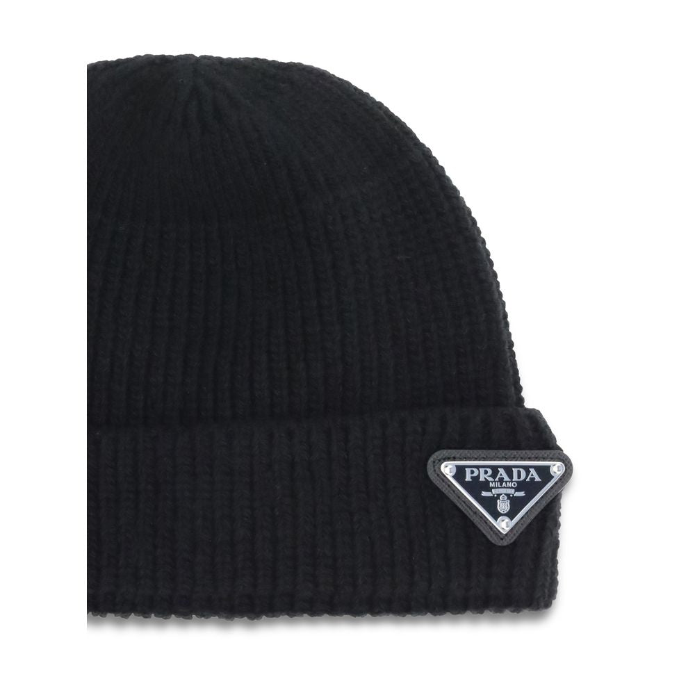 Prada Black Wool Oves Aries Beanie | Regal Royce