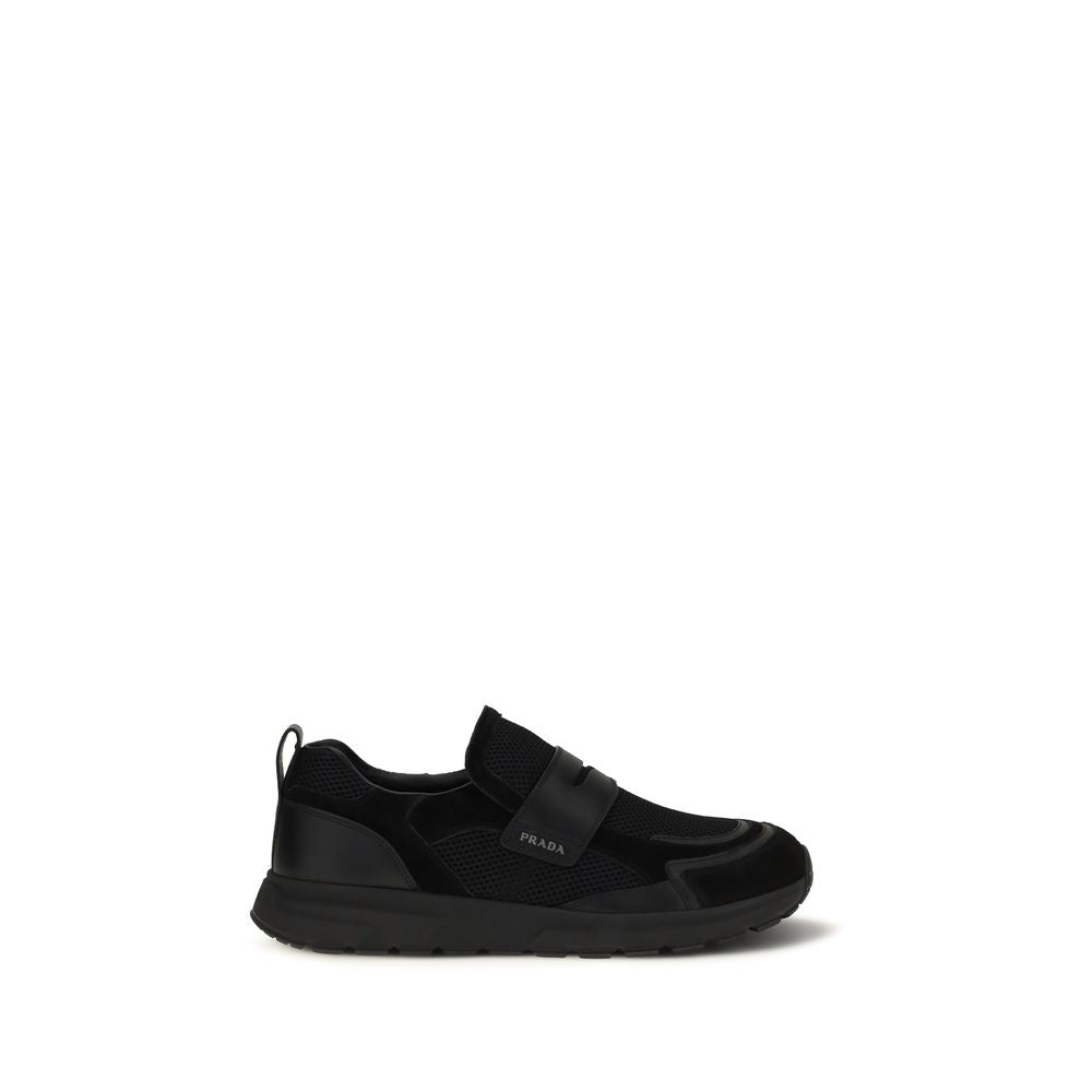 Prada Black Calf Leather Bos Taurus Athletic Sneakers | Regal Royce