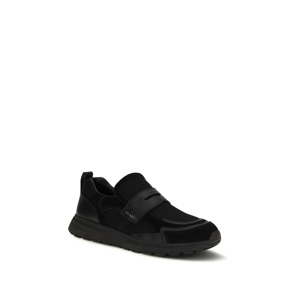 Prada Black Calf Leather Bos Taurus Athletic Sneakers | Regal Royce