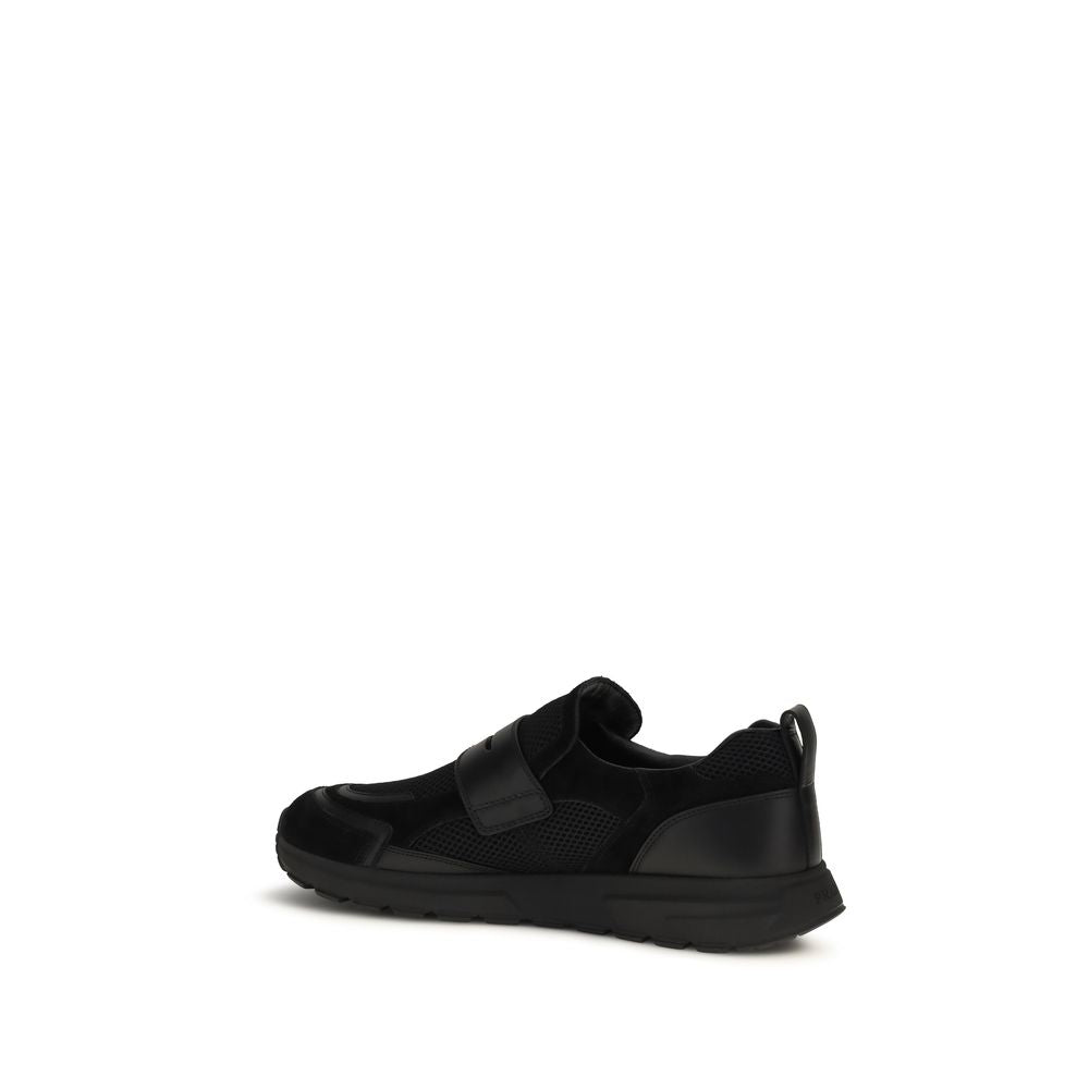 Prada Black Calf Leather Bos Taurus Athletic Sneakers | Regal Royce