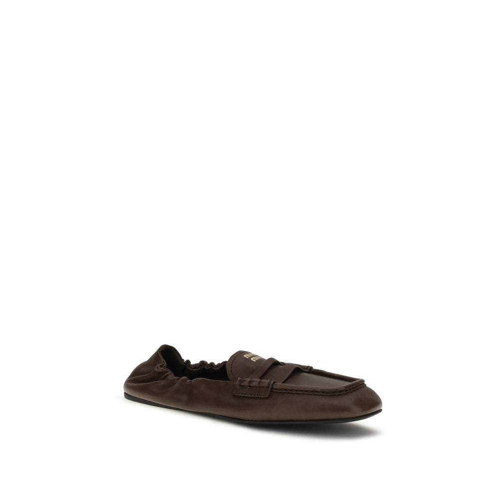 Miu Miu Brown Lamb Ovis Aries Aries Slip-On Loafers | Regal Royce