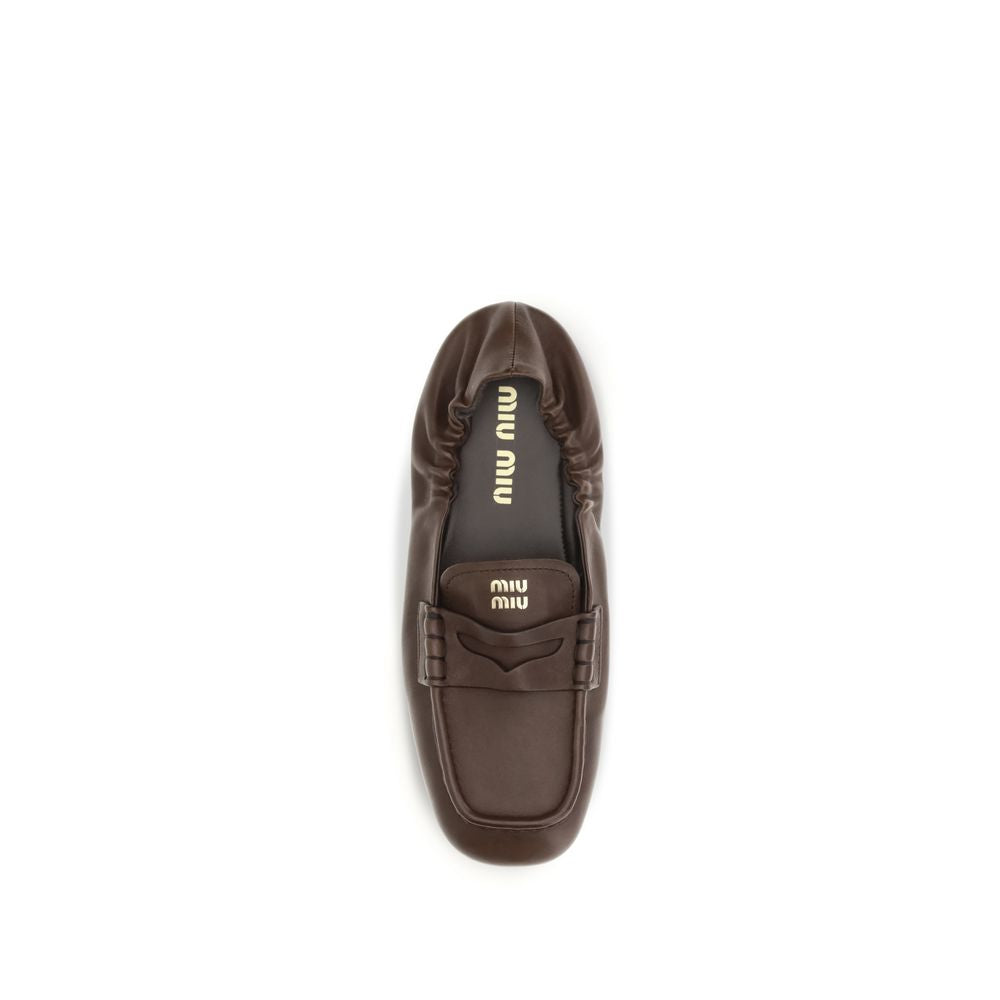 Miu Miu Brown Lamb Ovis Aries Aries Slip-On Loafers | Regal Royce