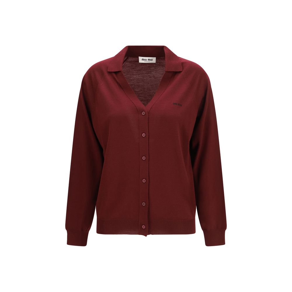 Miu Miu Bordeaux Wool Oves Aries Cardigan | Regal Royce