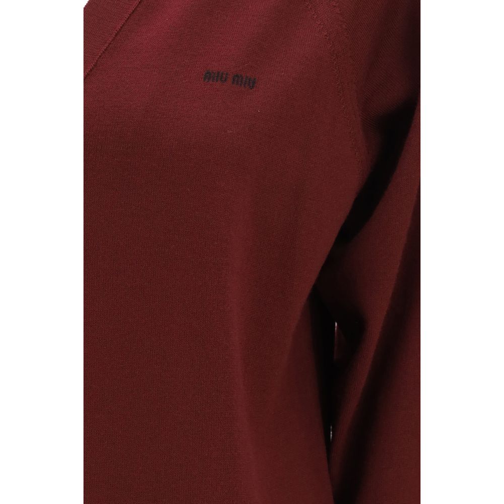 Miu Miu Bordeaux Wool Oves Aries Cardigan | Regal Royce