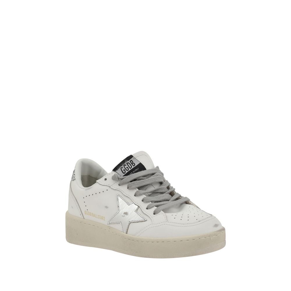 Golden Goose Silver Calf Leather Bos Taurus Low Top Sneakers | Regal Royce