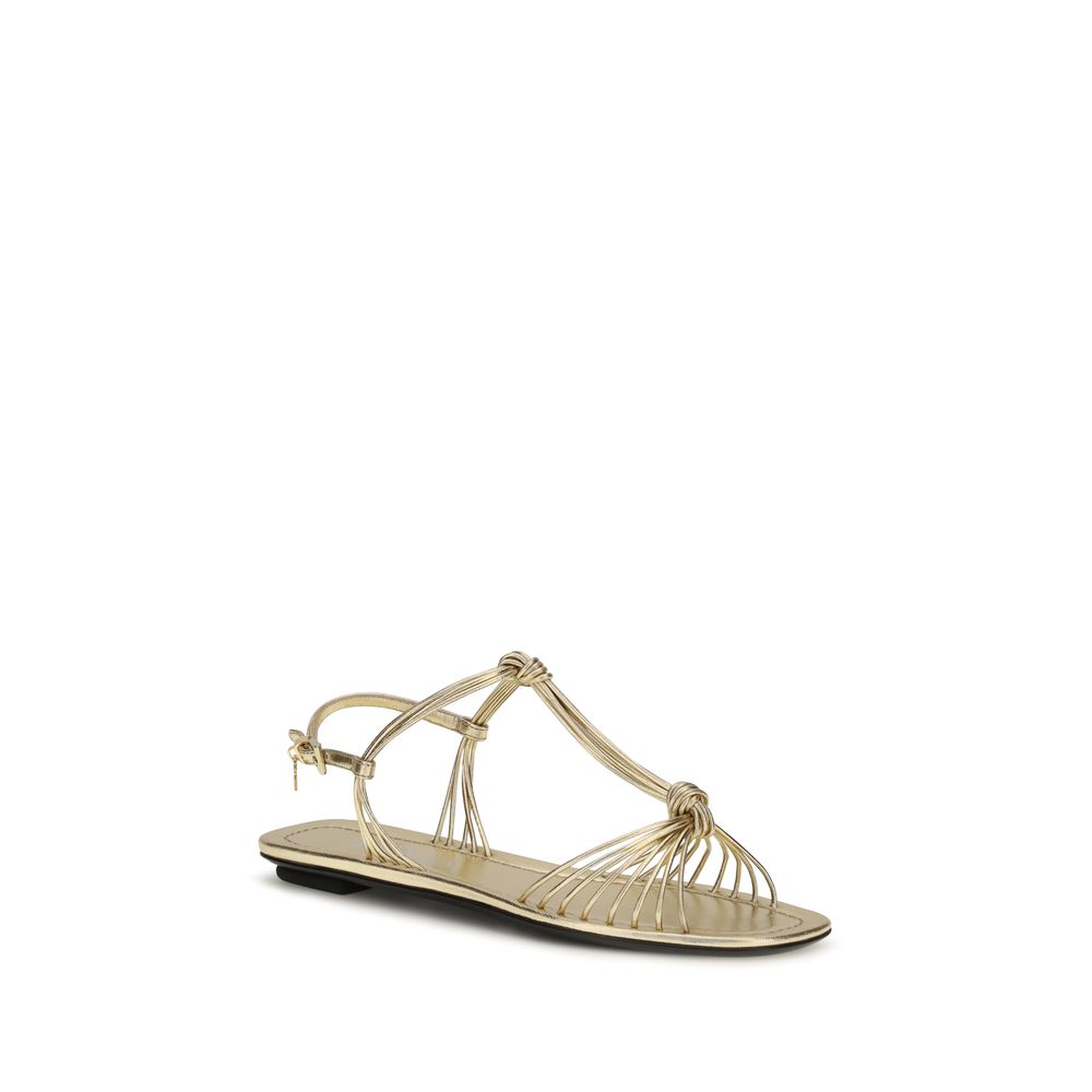 Prada Gold Calf Leather Bos Taurus Flat Sandals | Regal Royce