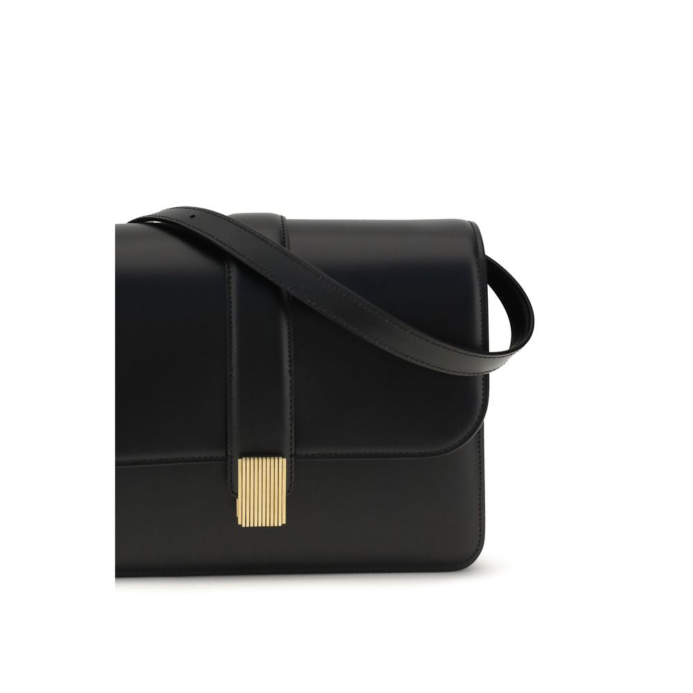 Khaite Black Calf Leather Bos Taurus Shoulder Bag | Regal Royce