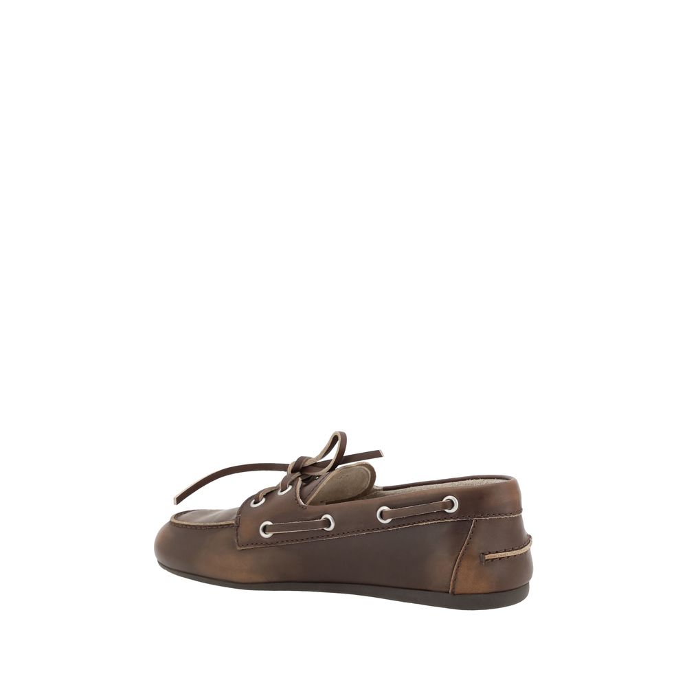 Miu Miu Brown Calf Leather Bos Taurus Slip-On Loafers | Regal Royce