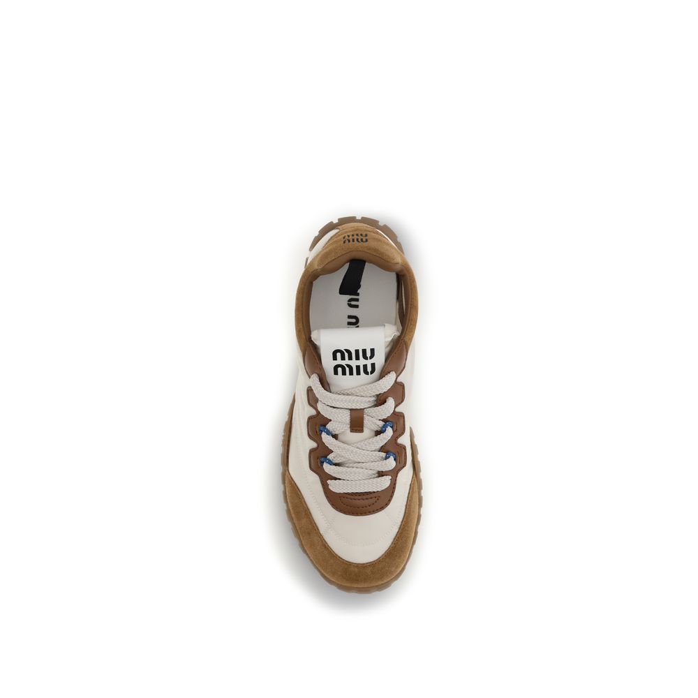 Miu Miu Beige Polyamide Athletic Sneakers | Regal Royce