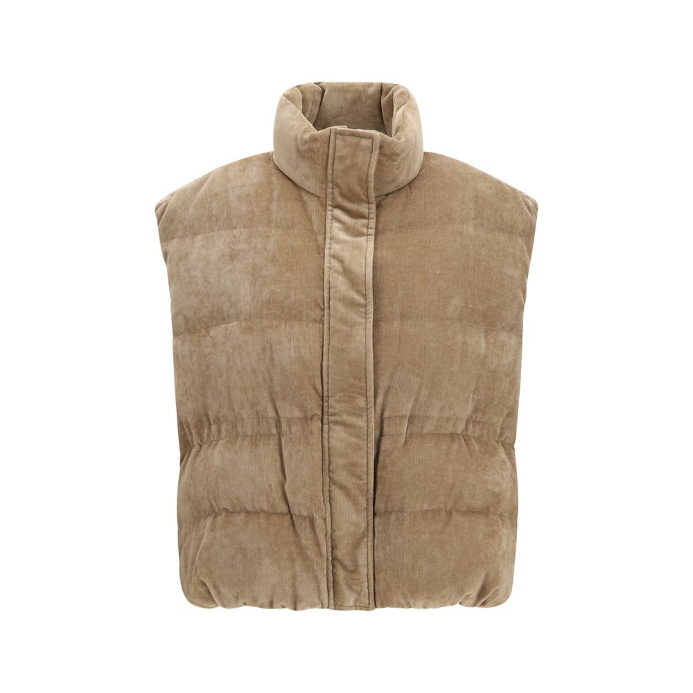 Brunello Cucinelli Beige Viscose Sleeveless Jacket | Regal Royce