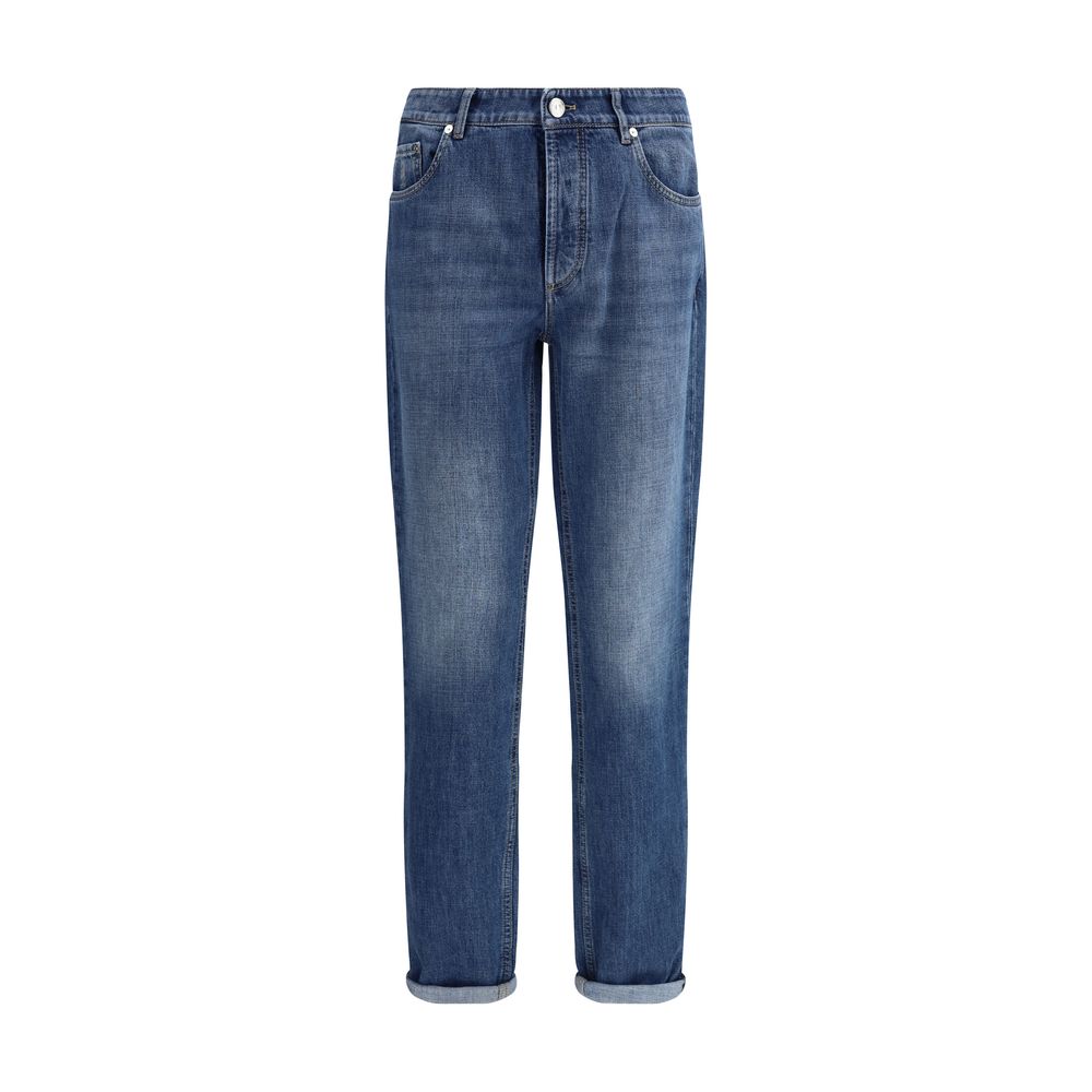 Brunello Cucinelli Blue Cotton Straight-Leg Jeans | Regal Royce