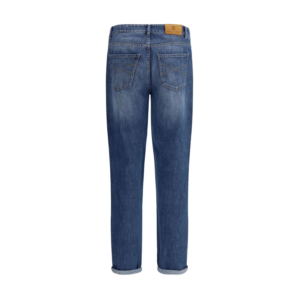 Brunello Cucinelli Blue Cotton Straight-Leg Jeans | Regal Royce