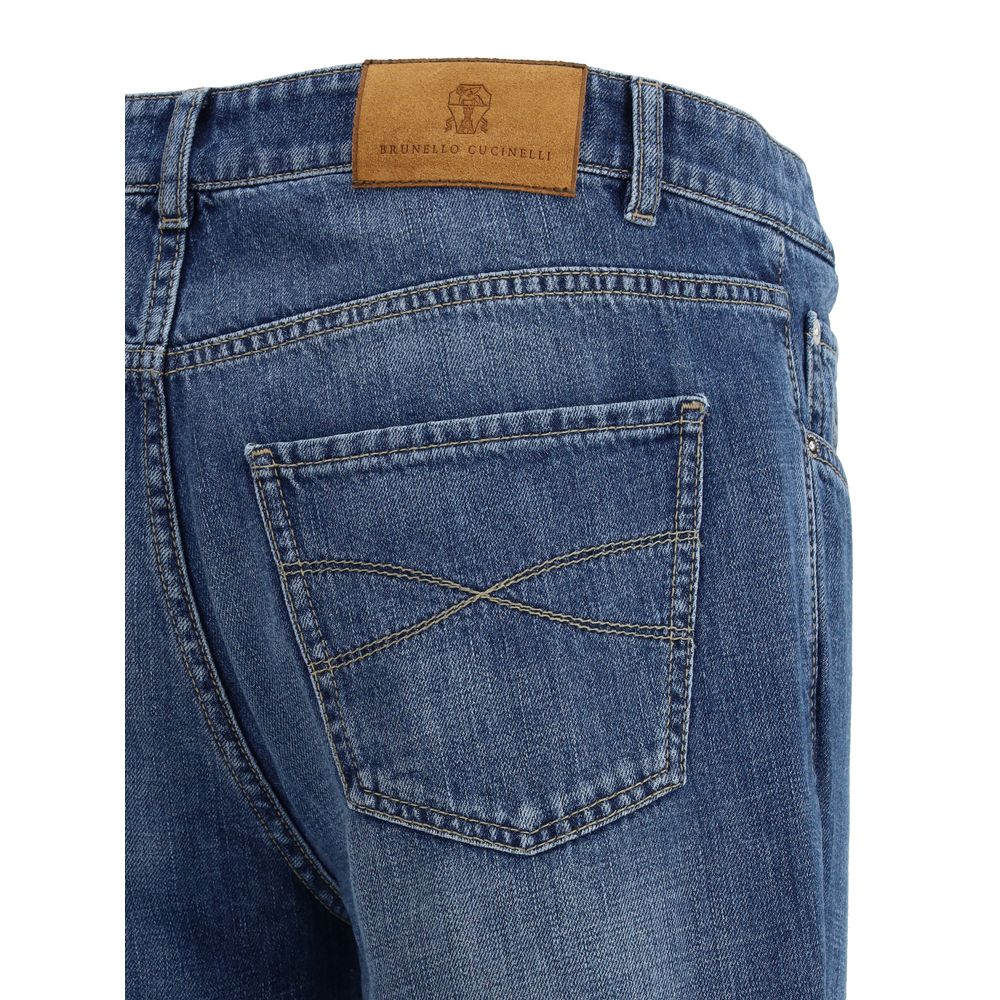 Brunello Cucinelli Blue Cotton Straight-Leg Jeans | Regal Royce