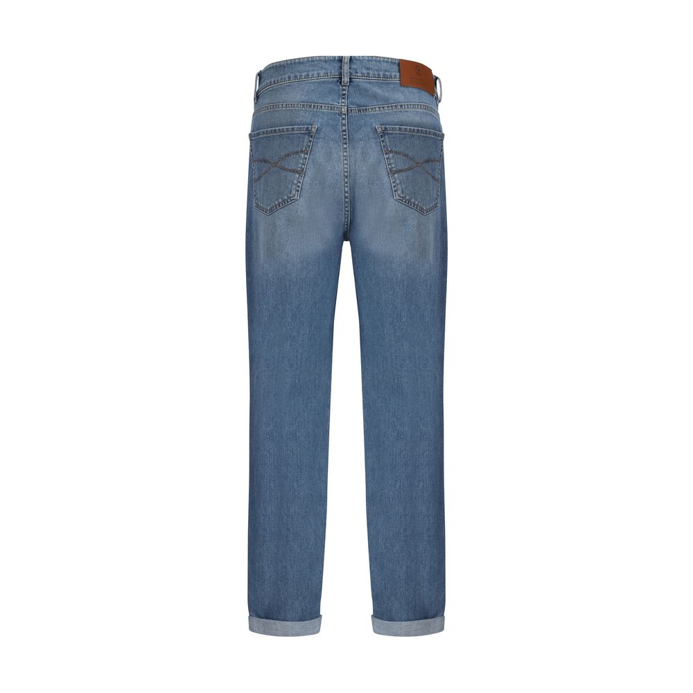 Brunello Cucinelli Blue Cotton Straight-Leg Jeans | Regal Royce