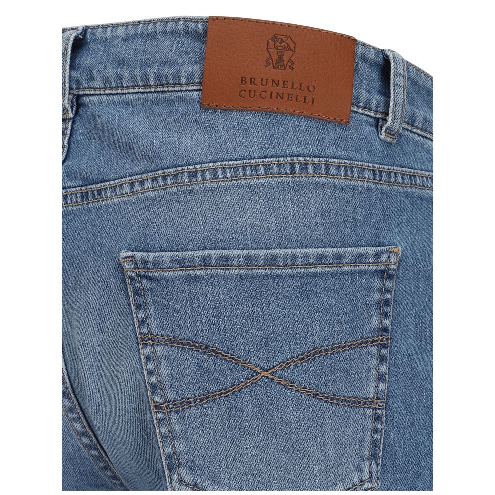 Brunello Cucinelli Blue Cotton Straight-Leg Jeans | Regal Royce