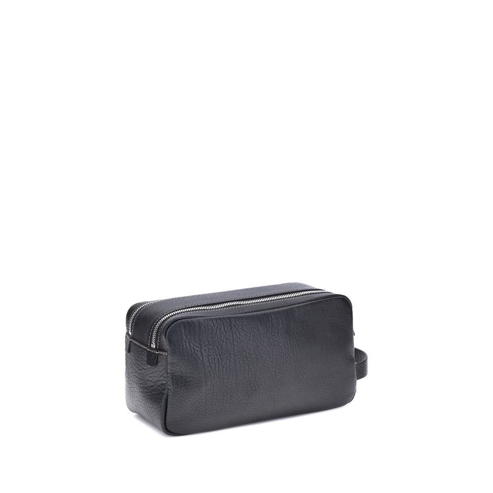 Brunello Cucinelli Black Calf Leather Bos Taurus Airpod Holder | Regal Royce