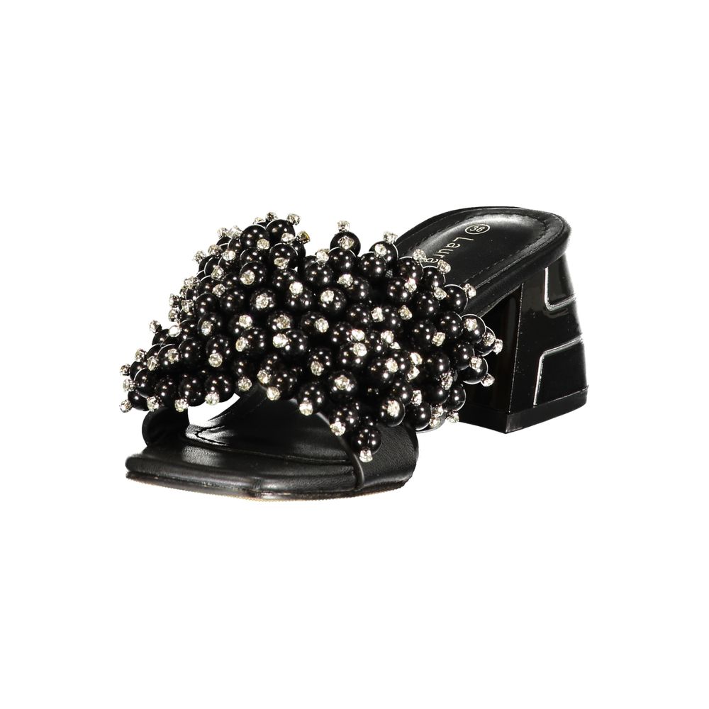 Laura Biagiotti Black Polyurethane Women's Sandal | Regal Royce