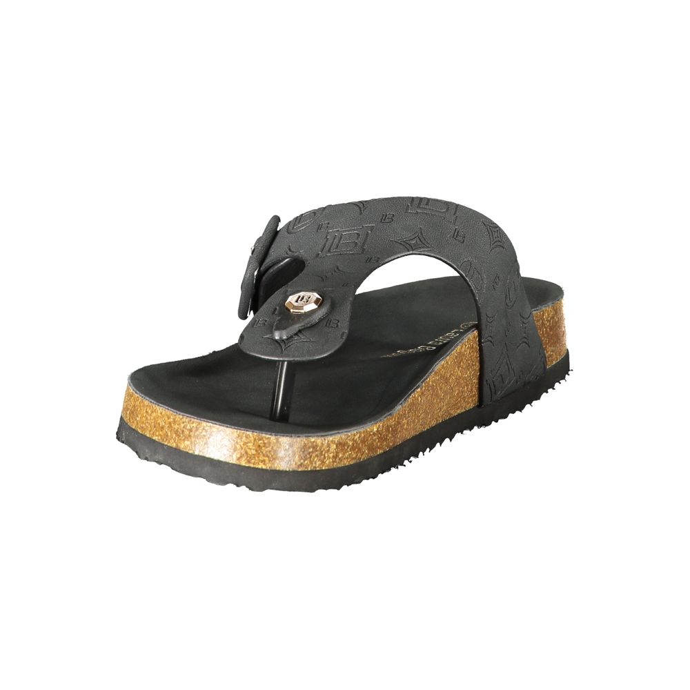 Laura Biagiotti Black Polyurethane Women's Sandal | Regal Royce