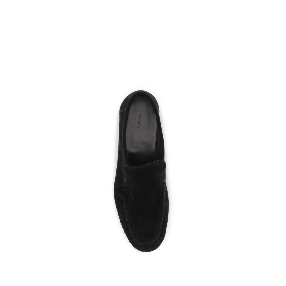 The Row Black Suede Leather Slip-On Loafers | Regal Royce