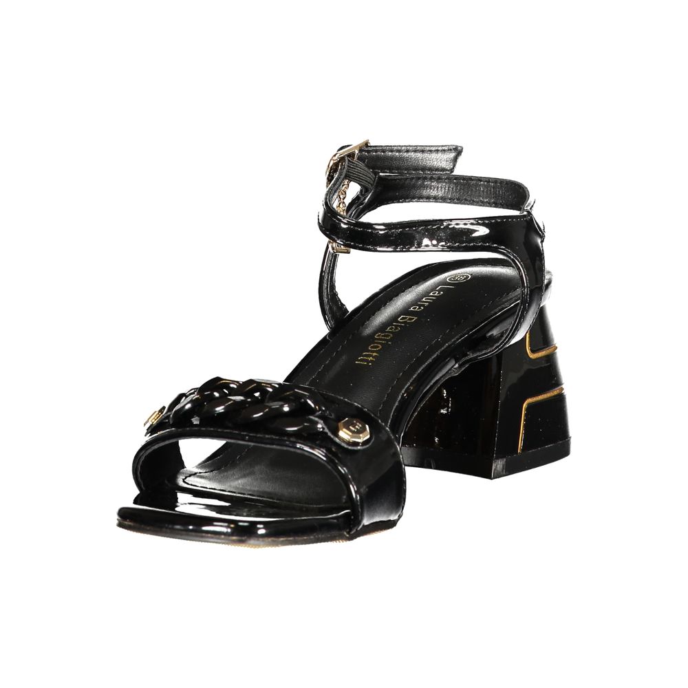 Laura Biagiotti Black Polyurethane Women's Sandal | Regal Royce