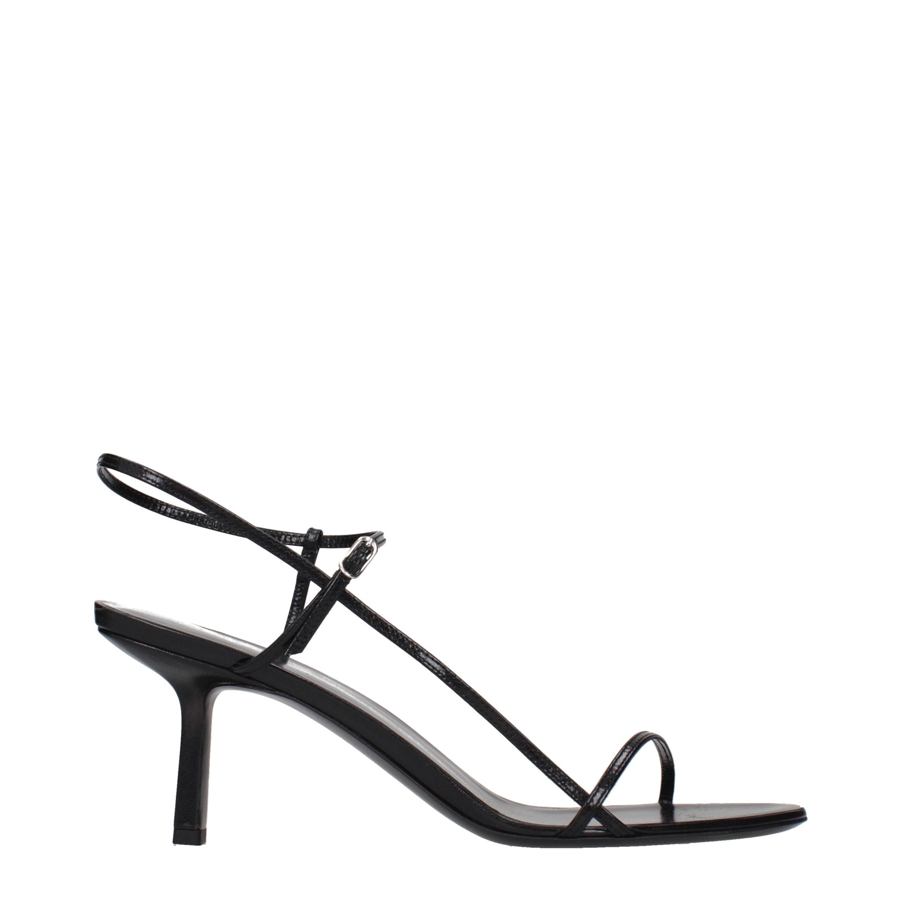 The Row Black Leather Stiletto Heel Sandals | Regal Royce