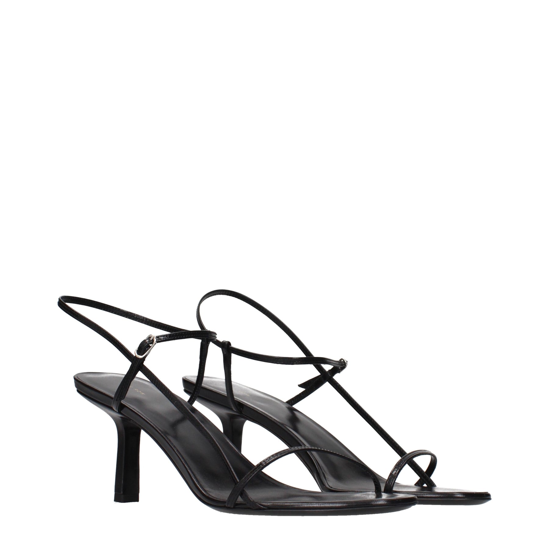 The Row Black Leather Stiletto Heel Sandals | Regal Royce