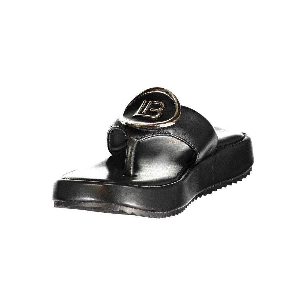 Laura Biagiotti Black Polyurethane Women's Sandal | Regal Royce