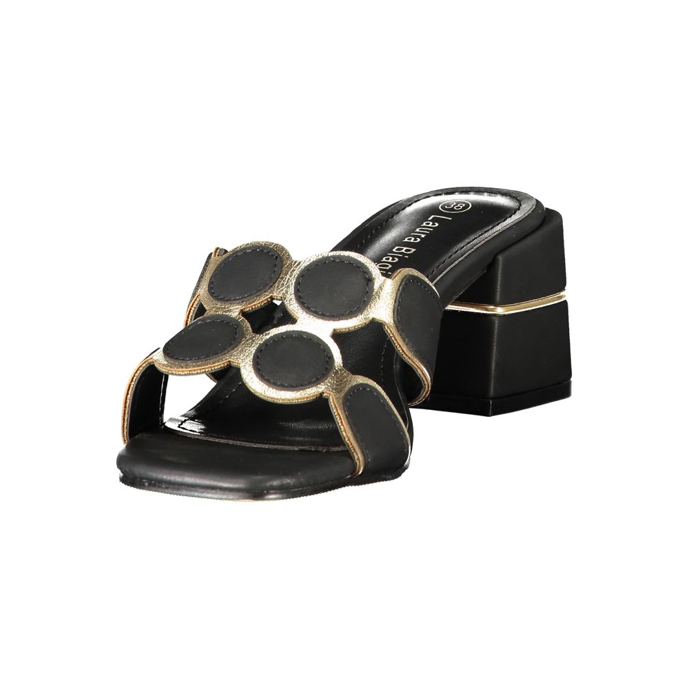 Laura Biagiotti Black Polyurethane Women's Sandal | Regal Royce