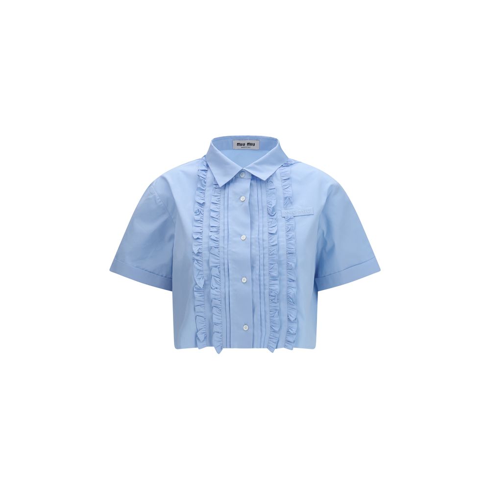 Miu Miu Blue Cotton Shortsleeve Shirt | Regal Royce