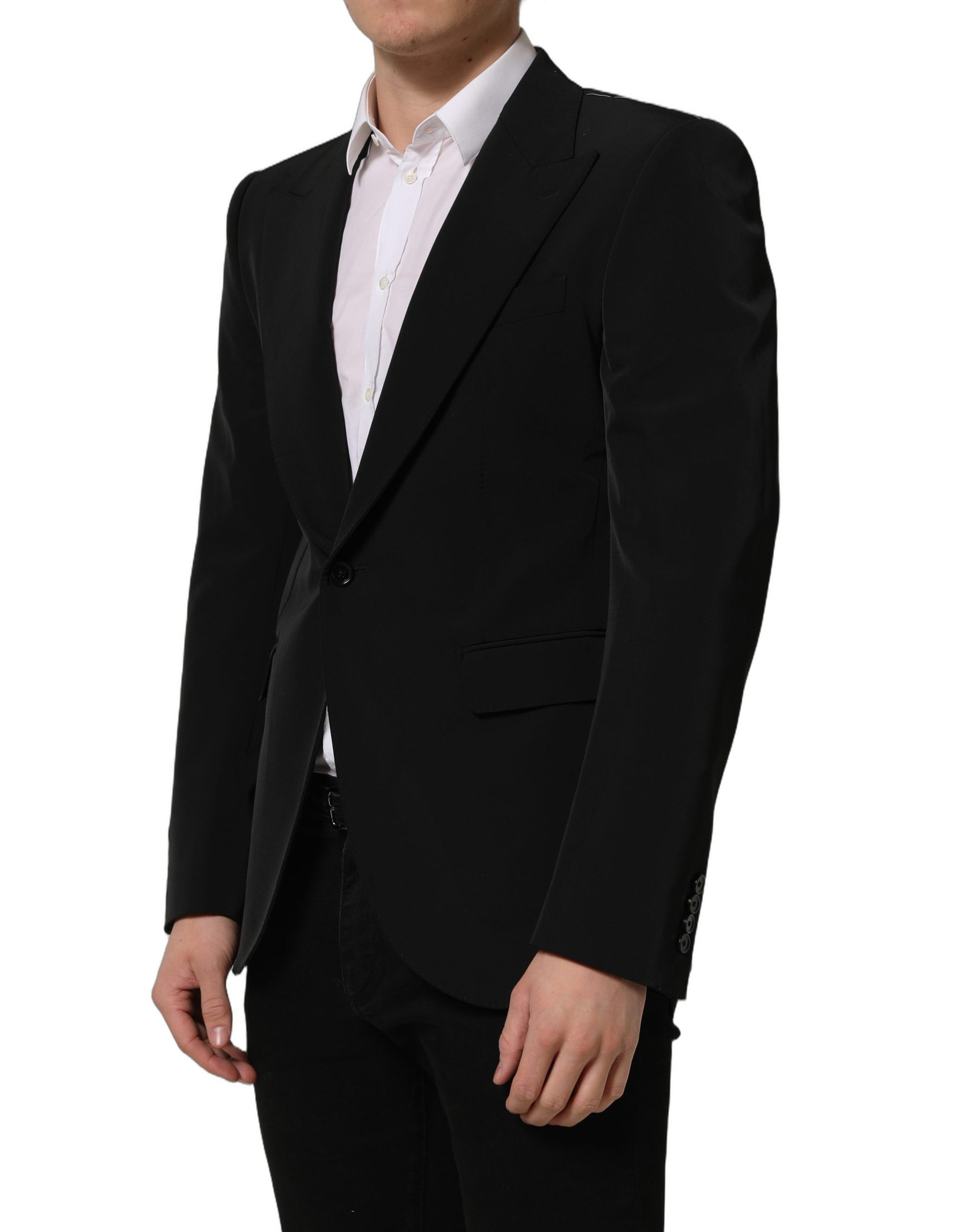 Dolce & Gabbana Black Single Breasted One Button Coat Blazer | Regal Royce