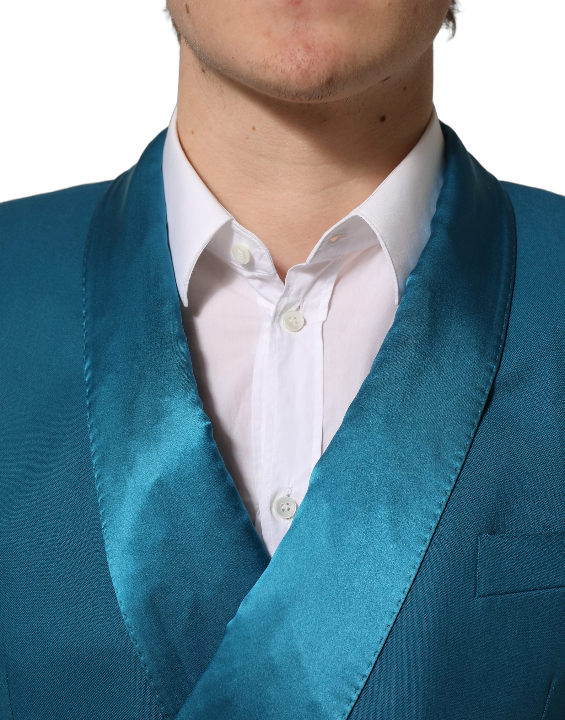 Dolce & Gabbana Teal Wool Double Breasted Formal Coat Blazer | Regal Royce