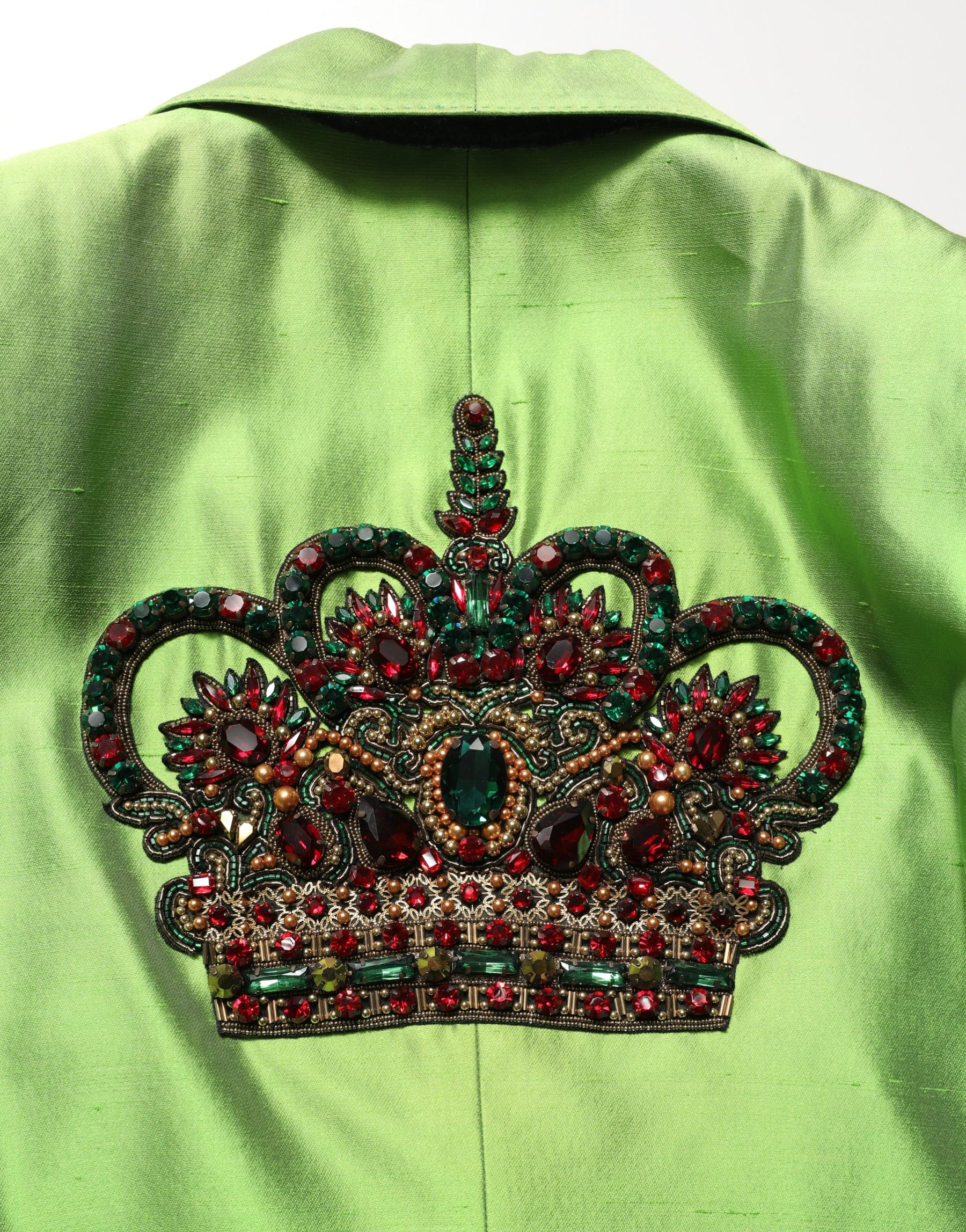 Dolce & Gabbana Green Silk SingleBreasted Embellished Blazer | Regal Royce