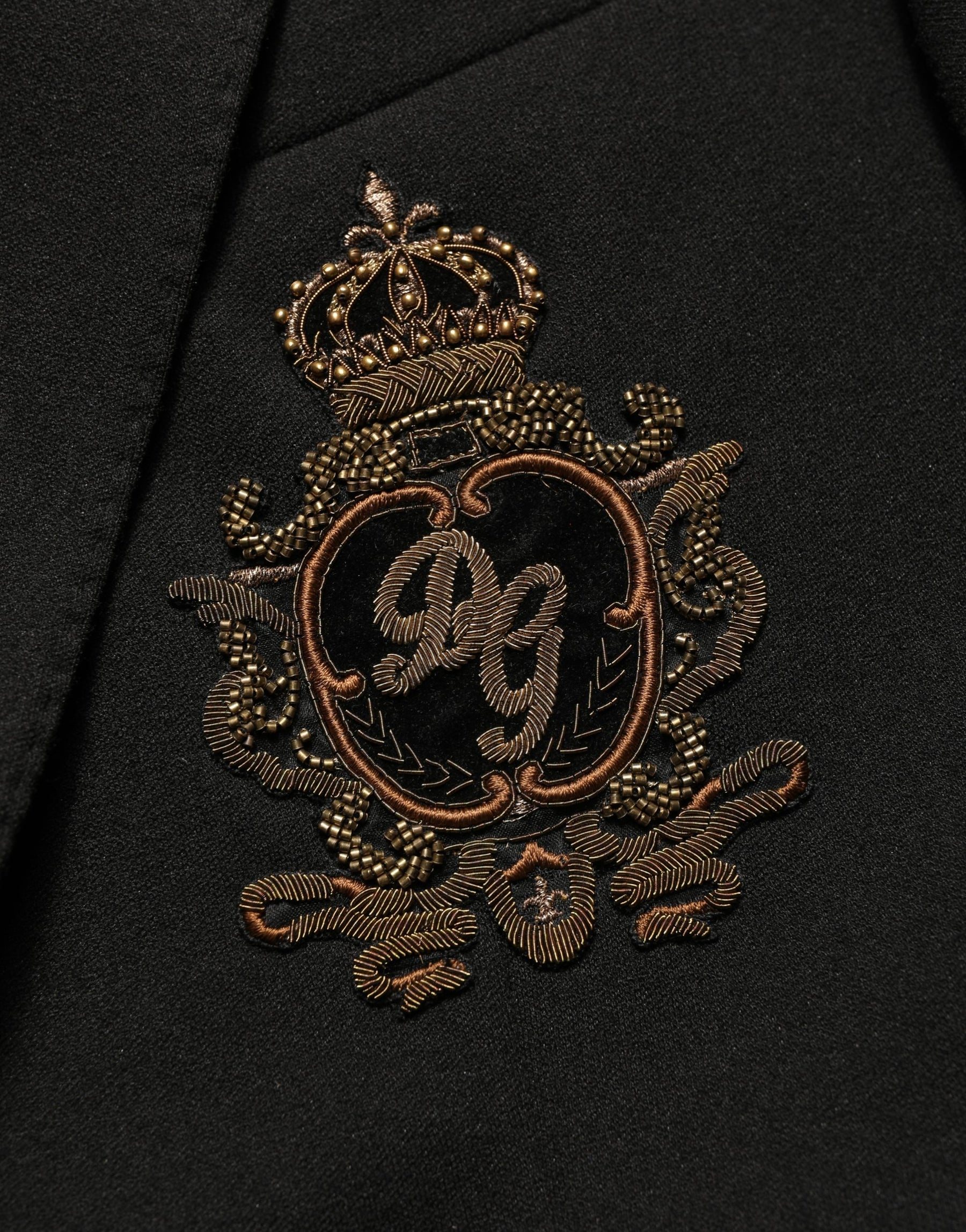 Dolce & Gabbana Black Logo Crest SingleBreasted Coat Blazer | Regal Royce