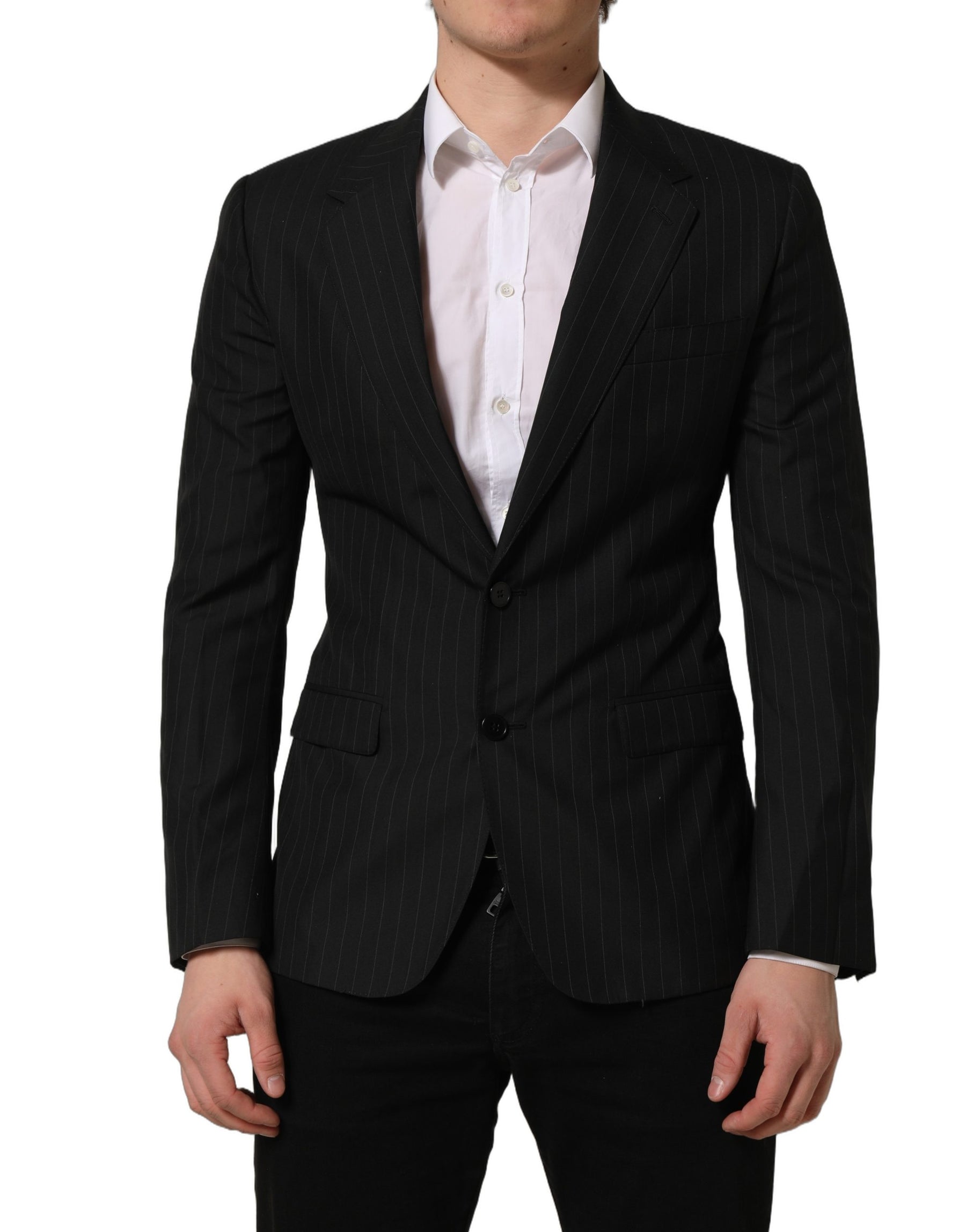 Dolce & Gabbana Black Stripes Wool Single Breasted Blazer | Regal Royce