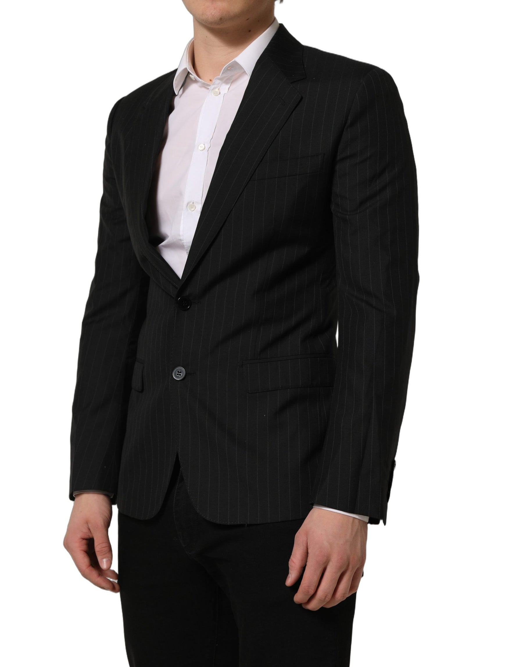 Dolce & Gabbana Black Stripes Wool Single Breasted Blazer | Regal Royce