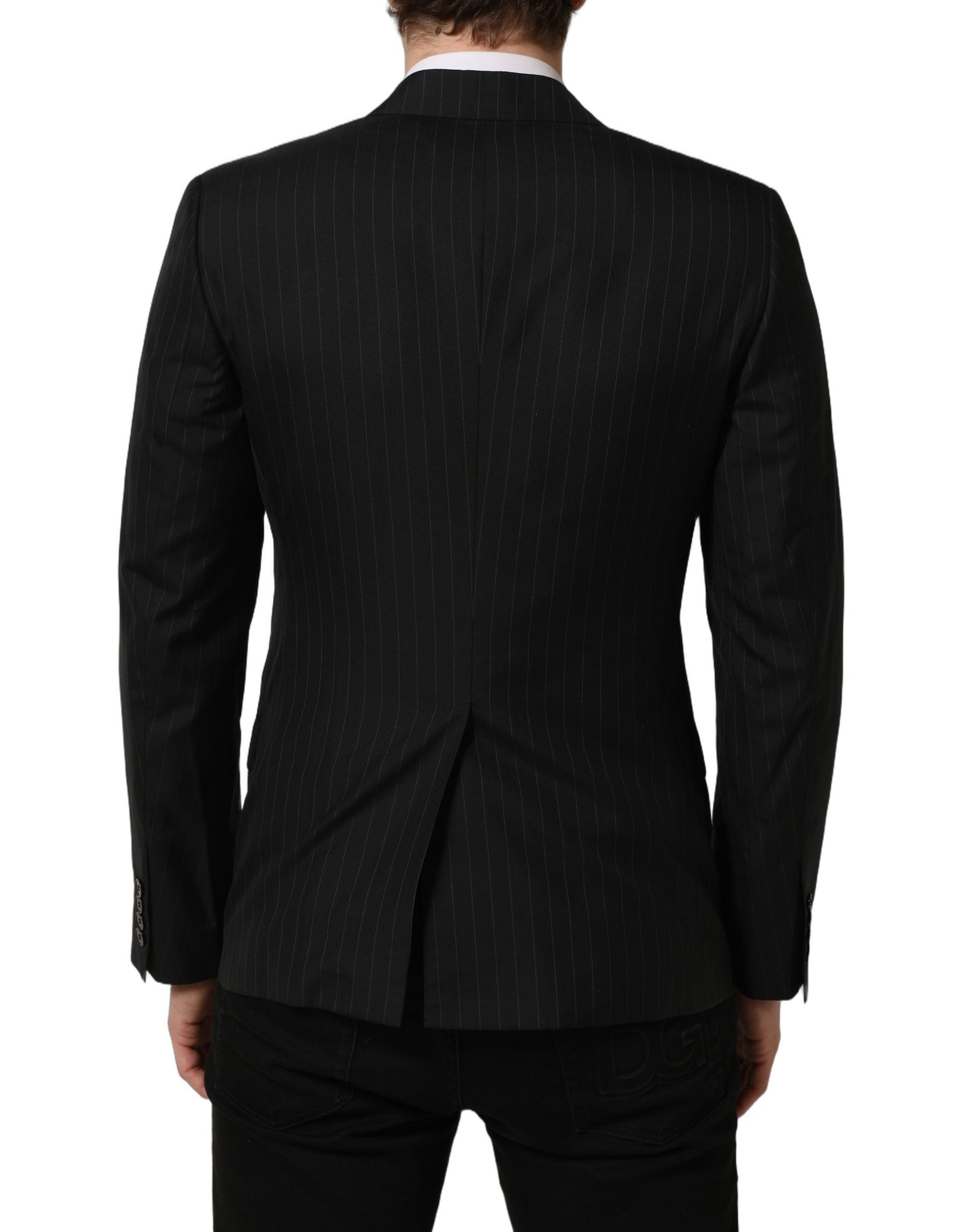 Dolce & Gabbana Black Stripes Wool Single Breasted Blazer | Regal Royce