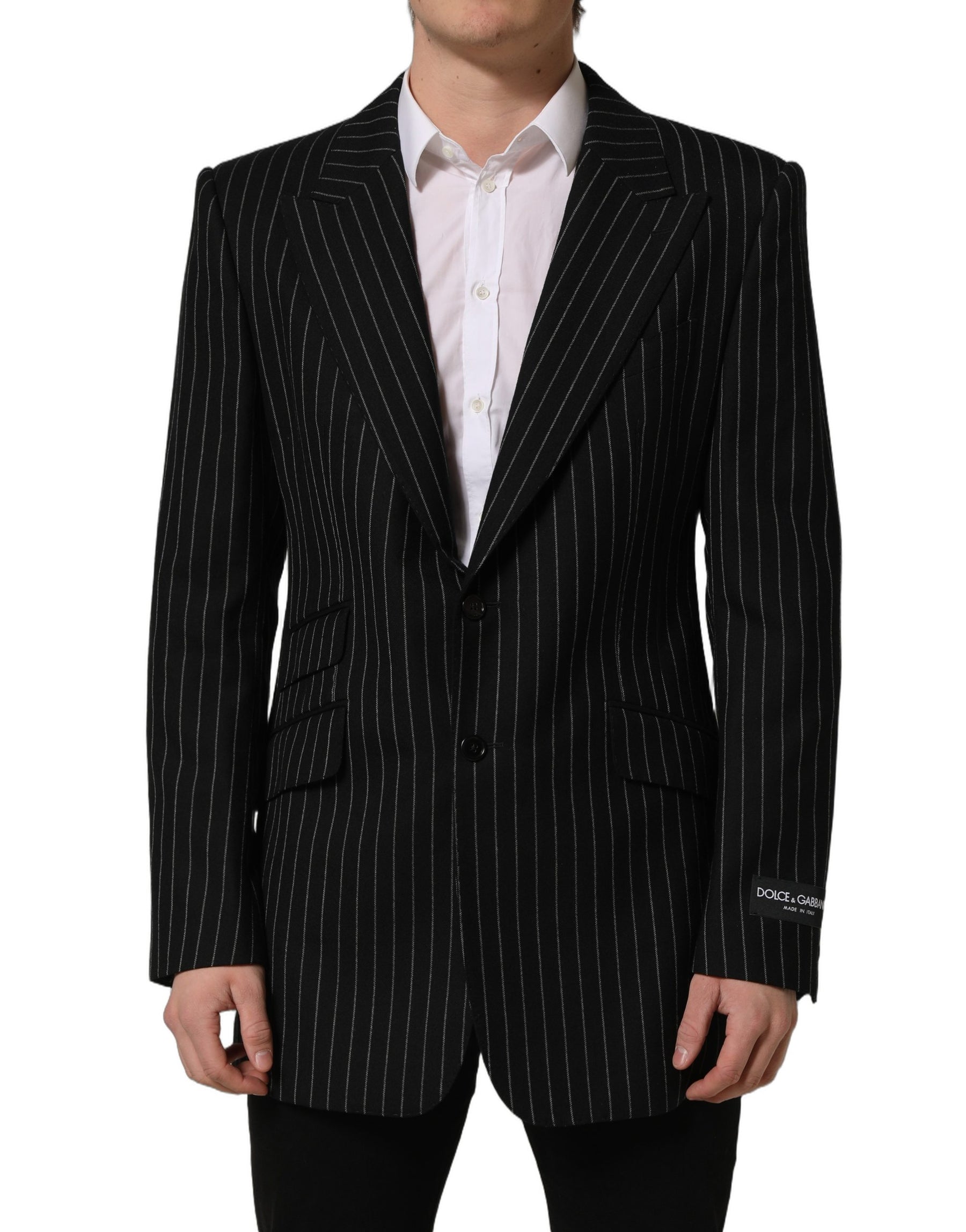 Dolce & Gabbana Black Stripes Wool Single Breasted Blazer | Regal Royce