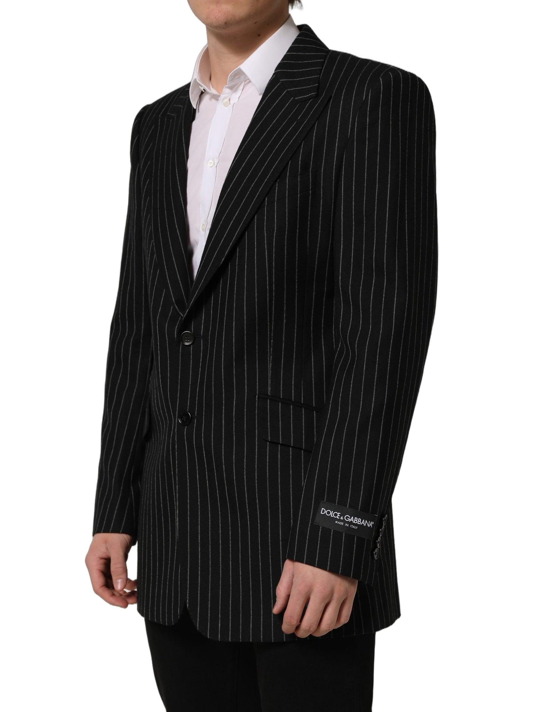 Dolce & Gabbana Black Stripes Wool Single Breasted Blazer | Regal Royce