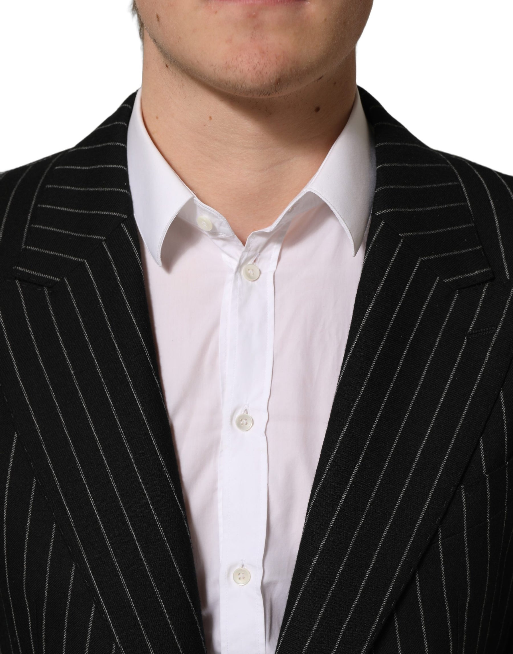 Dolce & Gabbana Black Stripes Wool Single Breasted Blazer | Regal Royce