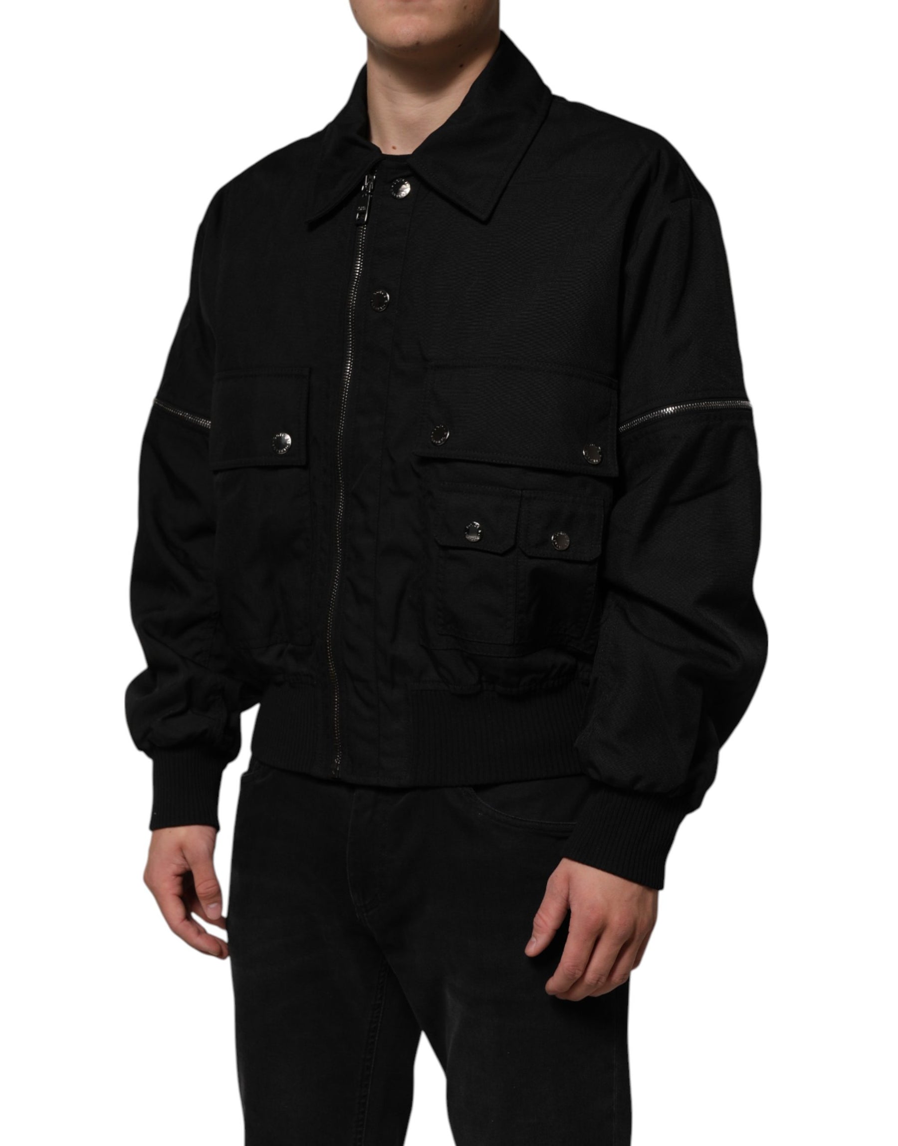 Dolce & Gabbana Black Nylon Full Zip Blouson Bomber Jacket | Regal Royce
