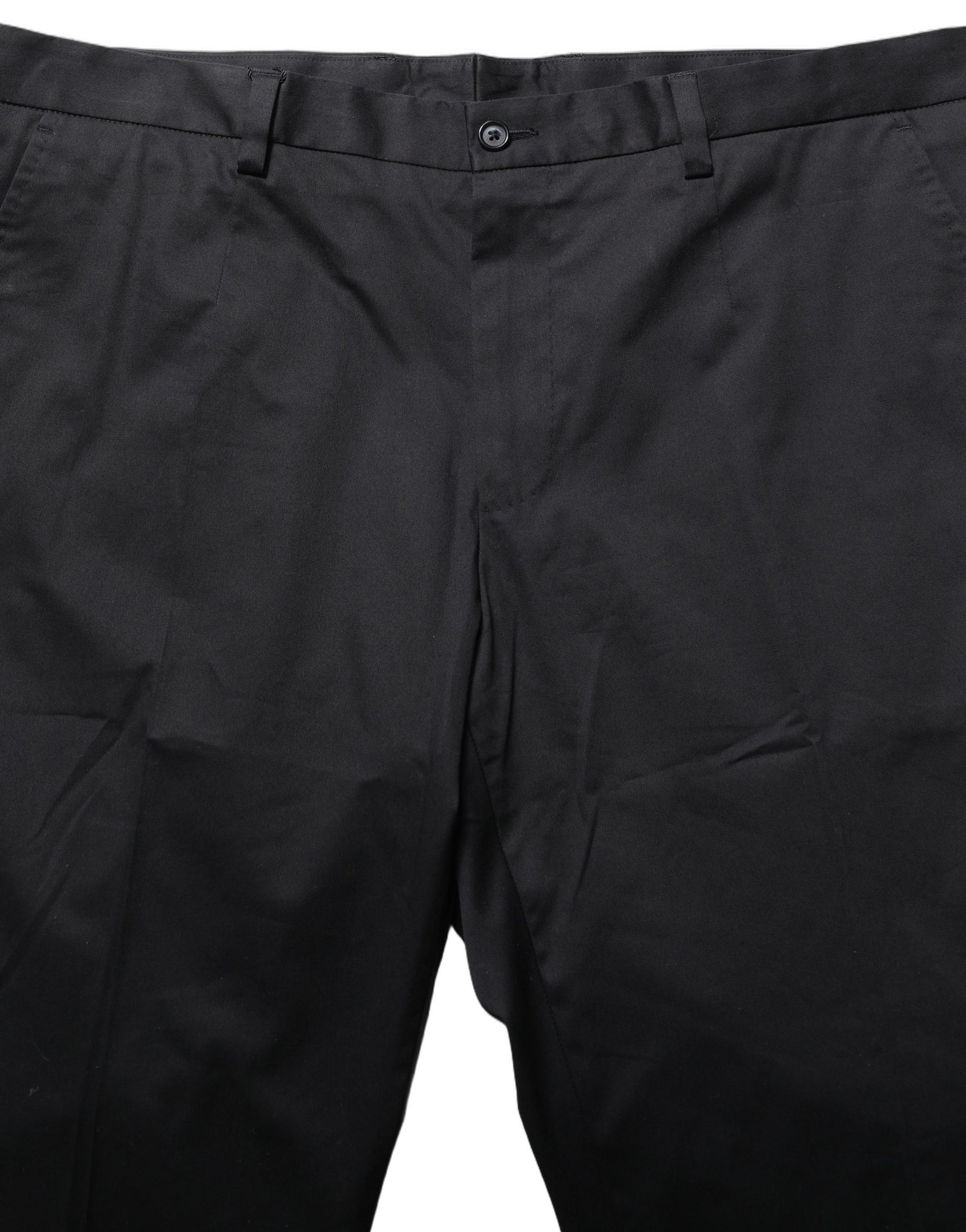 Dolce & Gabbana Black Cotton Tapered Leg Dress Trouser Pants | Regal Royce