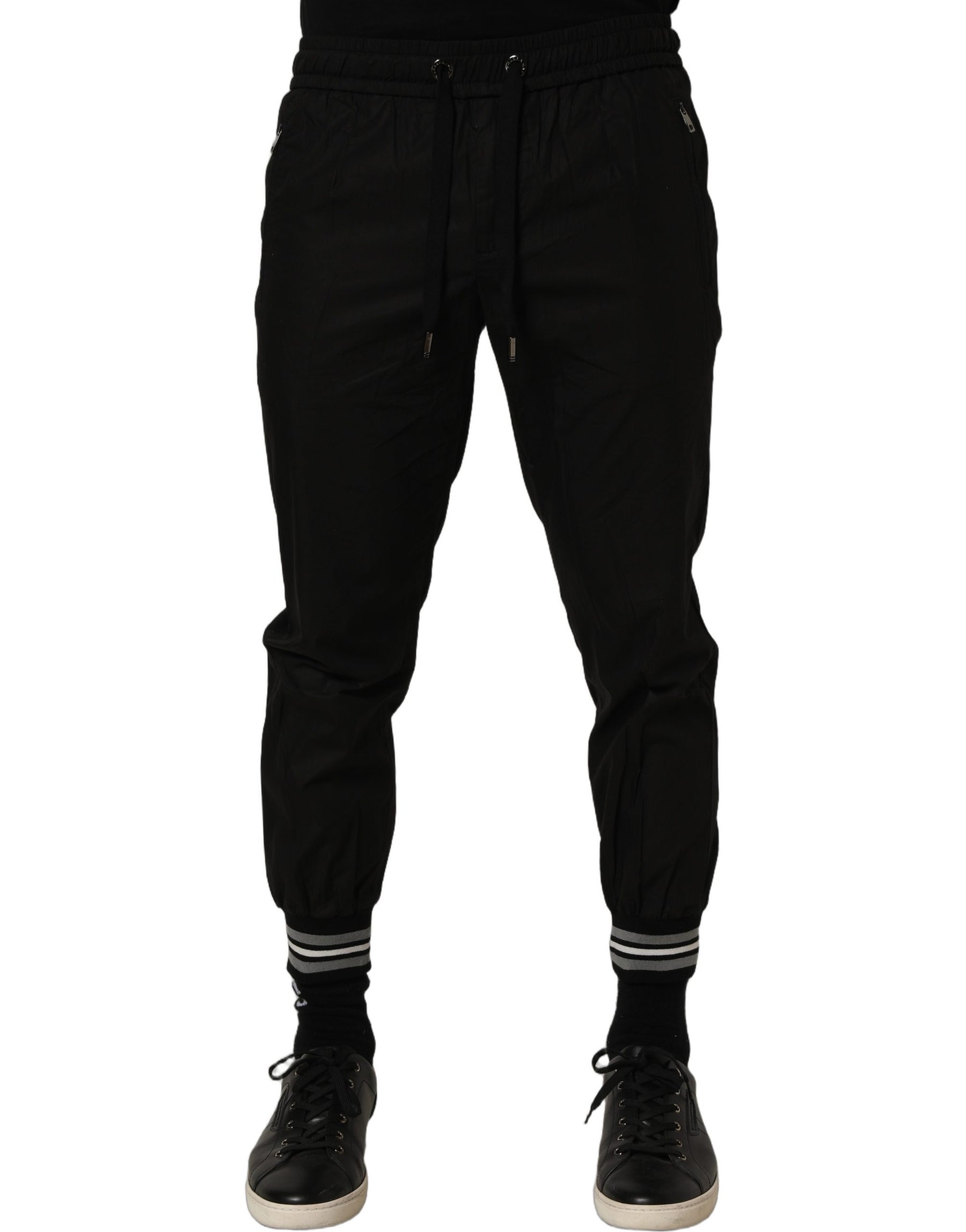 Dolce & Gabbana Black Cotton Mid Waist Jogger Sweatpants Pants | Regal Royce